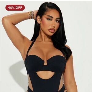 Fashion Nova Black Cutout One Piece Swimsuit